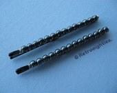 Hematite - Beaded Bobby Pins (Large-Size)