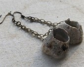 Barnacles.  Rustic sea treasure earrings
