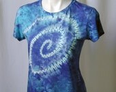 Galaxy Swirl Ori-Nui Shibori Tee in Turquoise and Midnight Blue (medium)