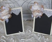 Chalk Board Frame Rustic Shabby Ivory and Latte set of 2