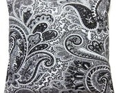 Two Black White Pillow Covers  Paisley Design Decorative 16 inch