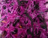 Feather Boa Style Handknit Scarf --- Purple and Black