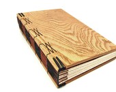 rustic journal-unique handmade wood book in natural oak - brown - guest book