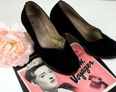 40s vintage cuban heels in black suede / german made / xsmall