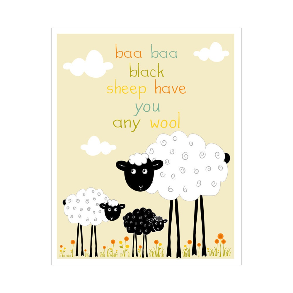 Baa Baa Black Sheep Have You Any Wool 8x10 inch print by Finny and Zook