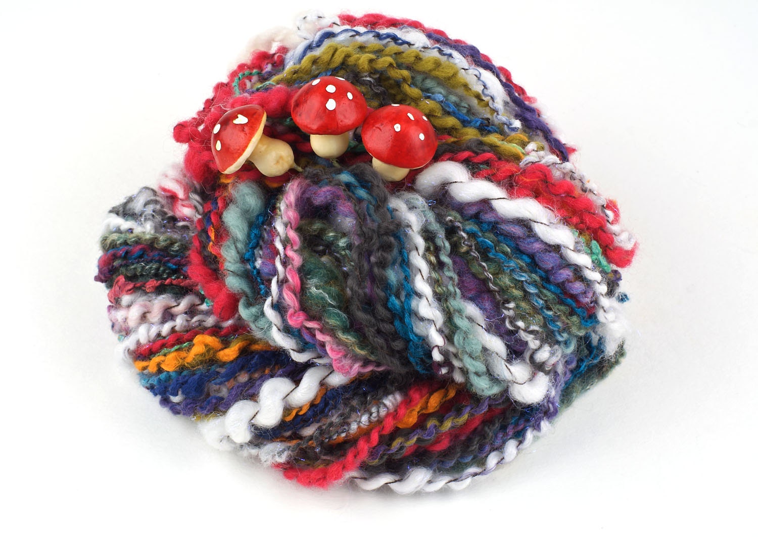Handspun Art Yarn, Plied corespun multicolor, Ornamental Border, by Woolwench