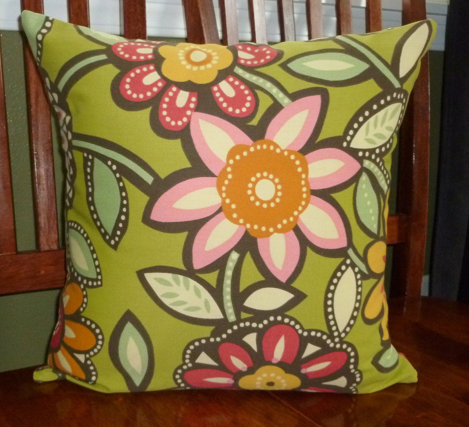 Outdoor Decorative Throw Pillow Cover Green Floral - One18 Inch