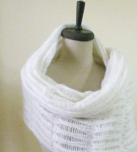 Shawl Wedding White Knitting Ivory Shawl Shrug  RECTANGLE Elegant Scarf  Wrap Stole Gift Poncho