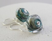 Lampwork Earrings  -  Green Earrings,  Sterling Silver, Teal, Glass Earrings,   Handmade Jewellery, Lampwork Jewelry