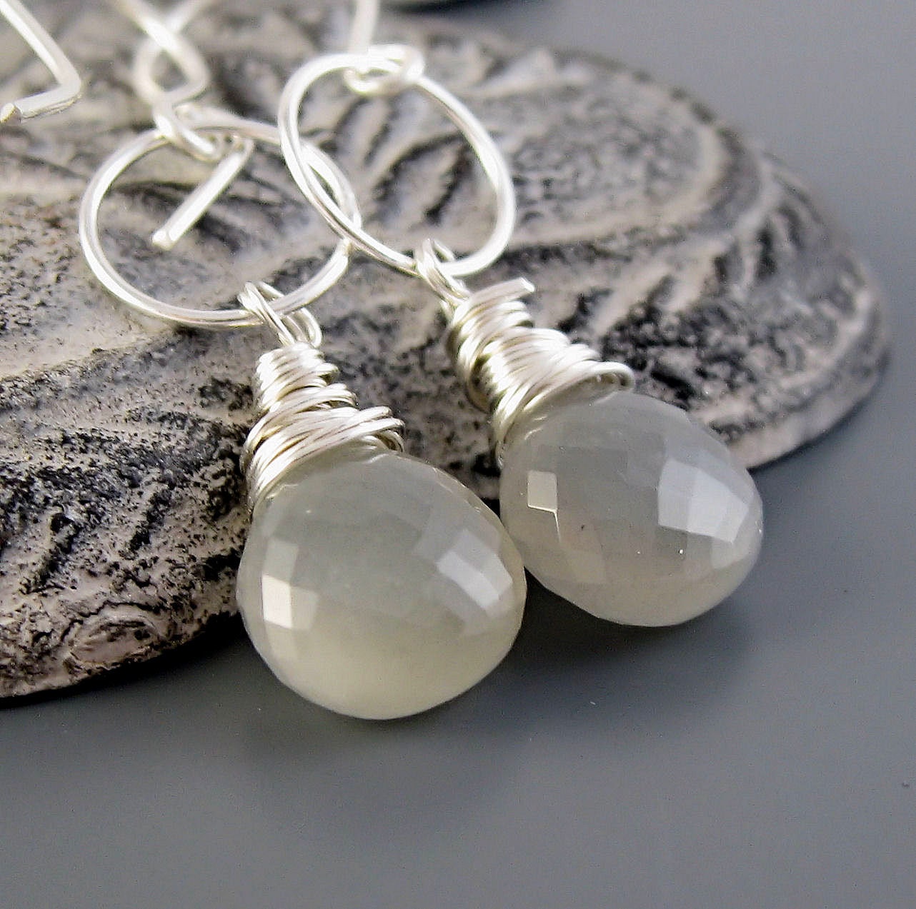 Moonstone Earrings -    Handmade Earrings, Grey,  Sterling Silver,  AAA,  Gemstone Jewelry, June Birthstone, Moonstone Jewelry