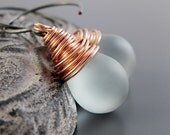 Teardrop Earrings - Handmade Earrings, Blue, Mixed Metals,  Quartz, Glass, Oxidized Silver, Copper