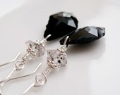 Swarovski  Earrings -  Crystal Earrings, Sterling Silver, Handmade Jewelry, Black,   Herkimer,  Swarovski Jewelry