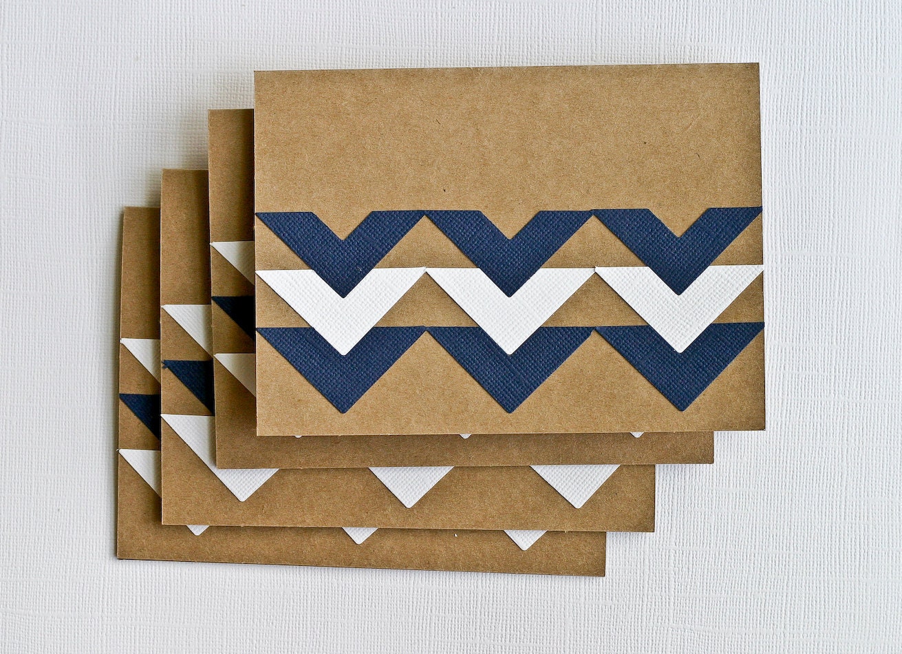 Thank You Cards Chevron Stationery Cards Navy and White