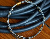 Recycled Guitar String Bangle with Brass Ball End 'Beads'