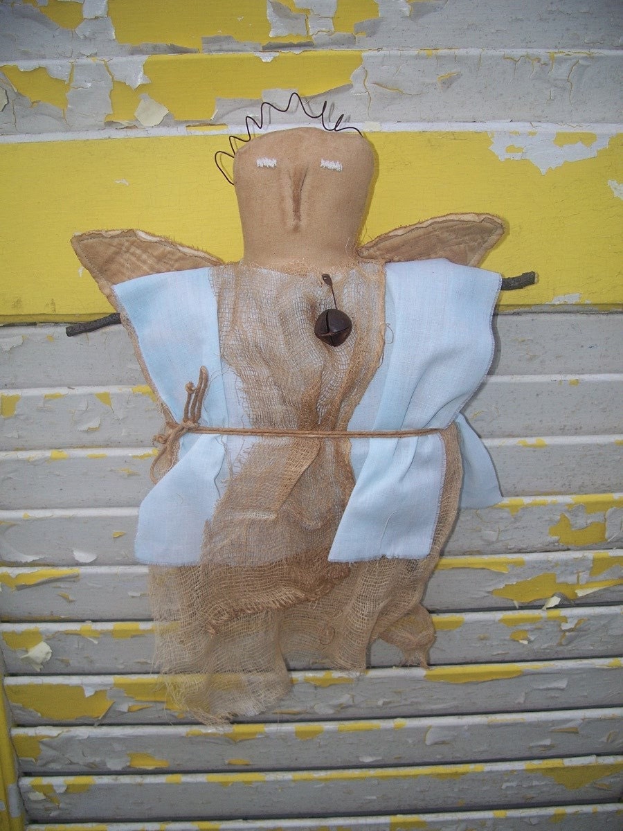 Primitive Christmas  Rag Stuffed Angel- Ready to Ship