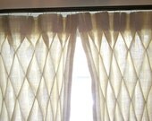 Burlap Smocked Curtains Two Panels Special Deal in Ivory or Natural