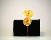 Yellow Flowered Headband for Women and Girls - Yellow Double Flowered Headband with Bright Pink Accents