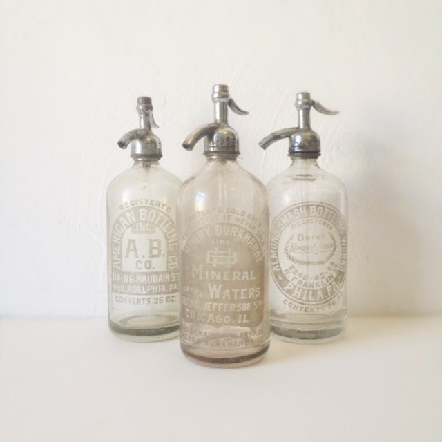 3 Antique Seltzer Bottles