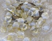 Wedding  Flower Petals Vintage Yellow Hand Stamped