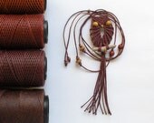 Cordovan Macrame Owl  Necklace