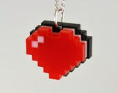 Laser Cut Acrylic Pixel Heart Necklace - Legend of Zelda Health Heart Necklace