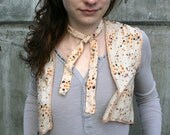 FLOWERS and POLKA DOTS  Vintage Peach Silk Cropped Vest with Tie