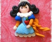 Mirror Mirror Snow White polymer clay pendant/bow center