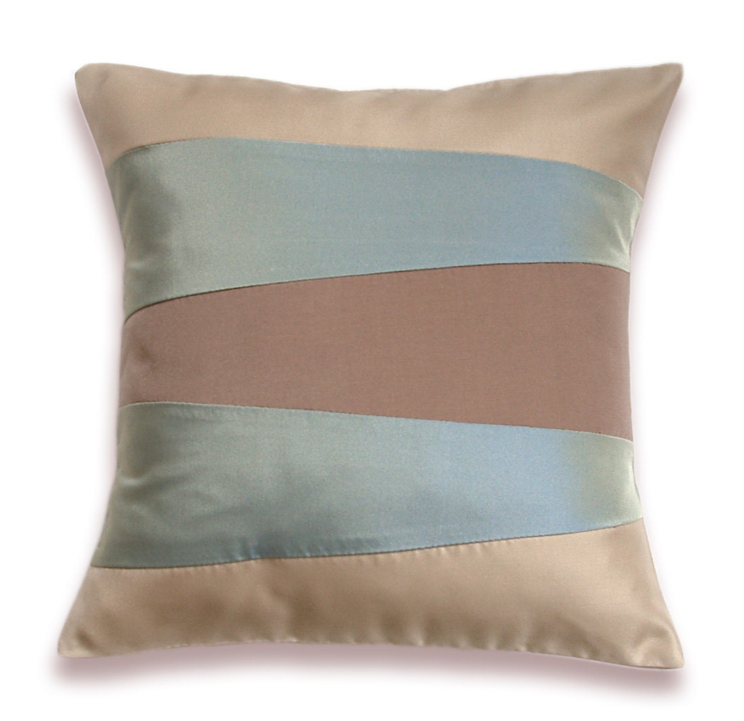Beige Duck Egg Blue Pillow Cover 16 in SIENNA DESIGN