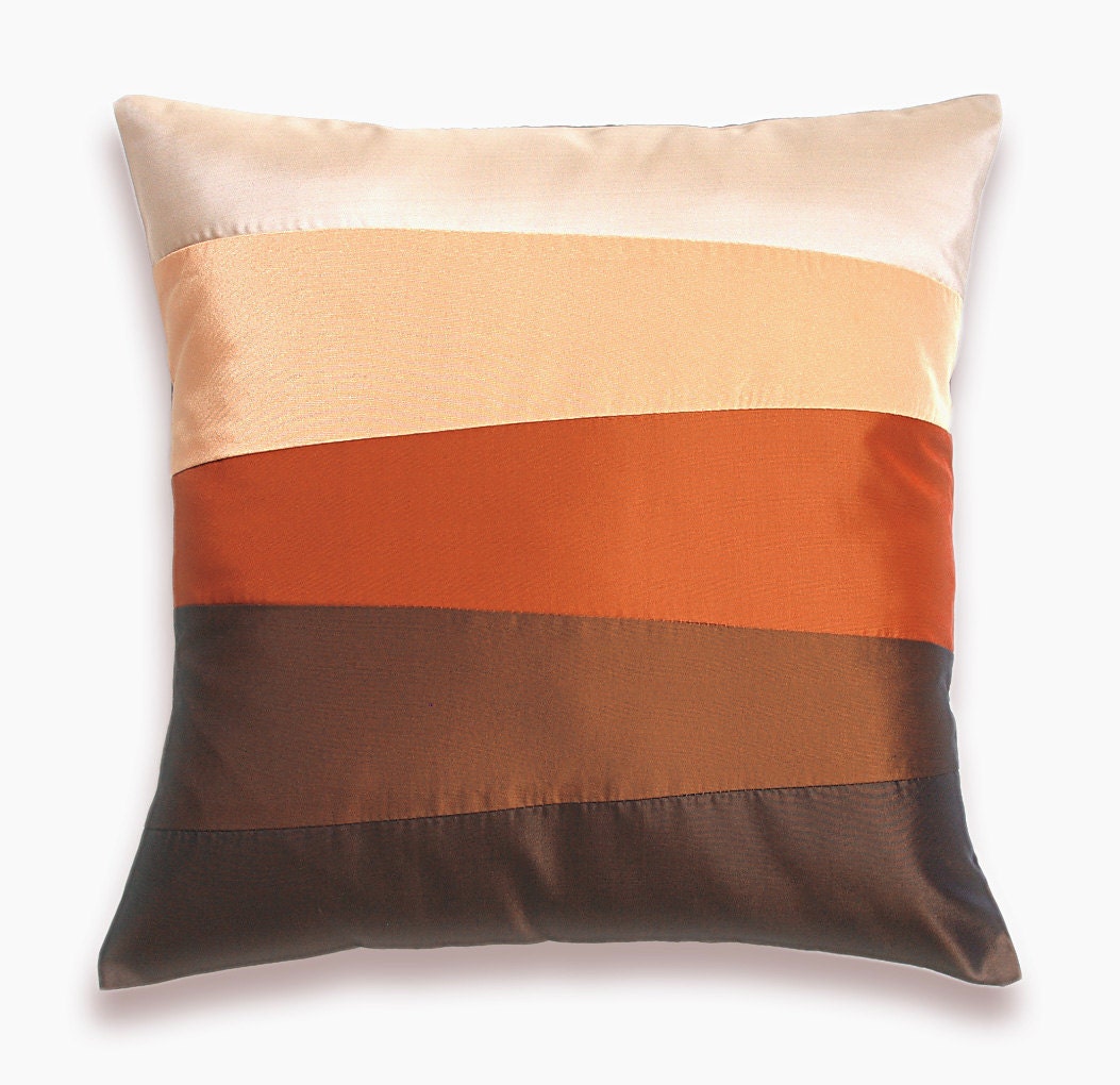 Cream Orange Red Rust Brown Pillow Cover 16 in SIENNA DESIGN