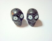 Black and White Flower Eyes Day of The Dead Sugar Skull Beads