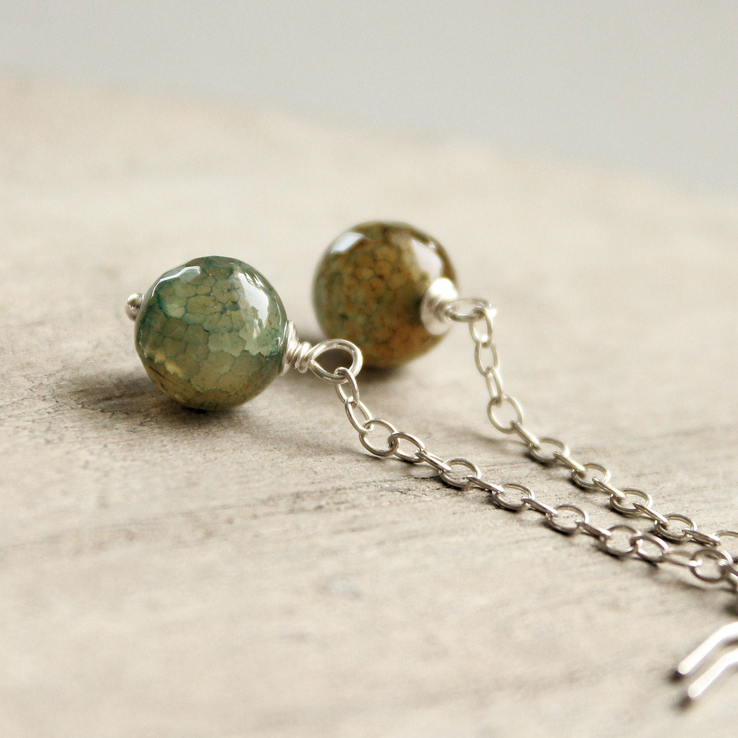 Dangle Earrings -   Sterling Silver,  Agate,  Gemstone Earrings, Handmade Jewelry, Birthstone