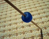 Blue Sky Bead Spindle - handcrafted primitive style spinning tool - glass bead - fine spinning