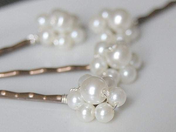 Pearl Hair Accessories - Floral Ivory  Hair Grips - Flower, Weddings and Bridal