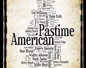 American Pastime - 100 Greatest Baseball Players - Word Cloud Art Print - Gift Idea