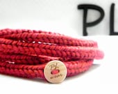 Red extra long skinny infinity rope necklace scarf by PL wear - PLwear