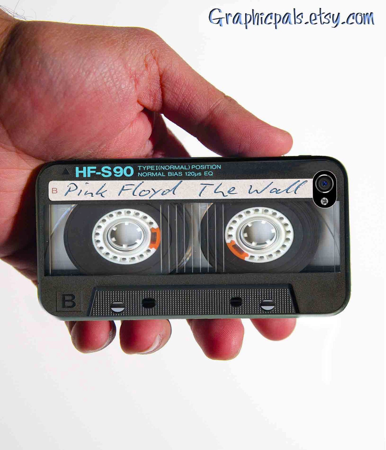 iphone 4 4s case Retro Black  Blank  Cassette Tape with custom text design