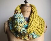 Bohemian knit cowl Mustard Yellow.Seafoam. Teal.