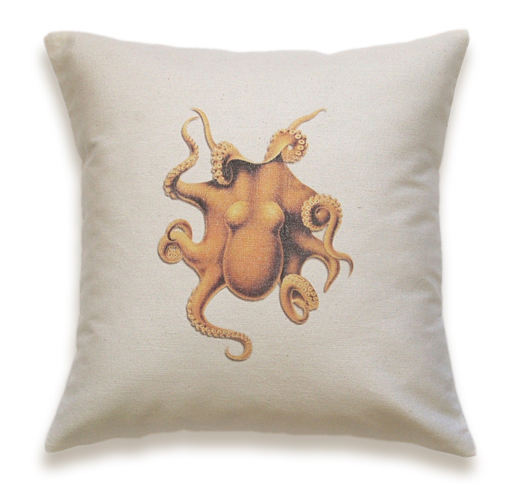 Octopus Pillow Cover 16 inch Natural Cotton PRINT DESIGN 10