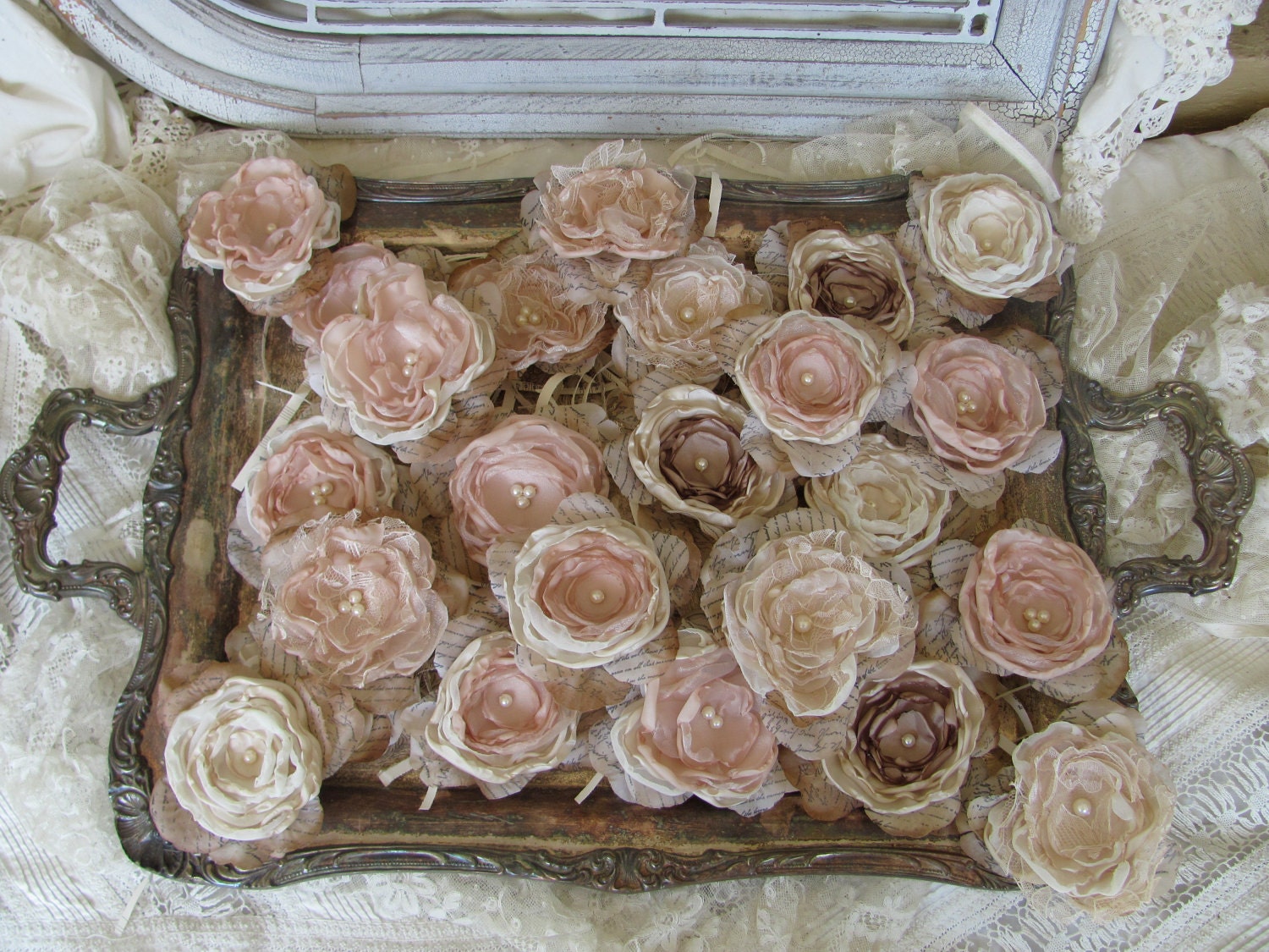Fabric Flowers for Wedding Decorations Custom Order any Color Set of 24