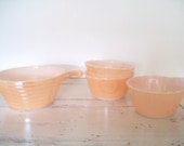 Vintage Fire King Peach  Lustreware Custard Cups and Mini Casserole Instant Collection