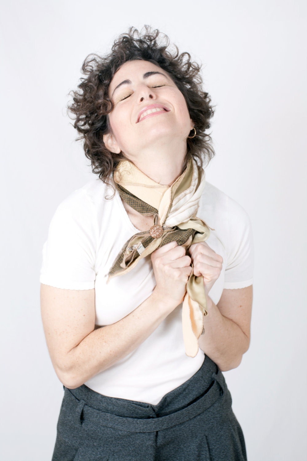 Unique Beige Scarf Women Tie Style