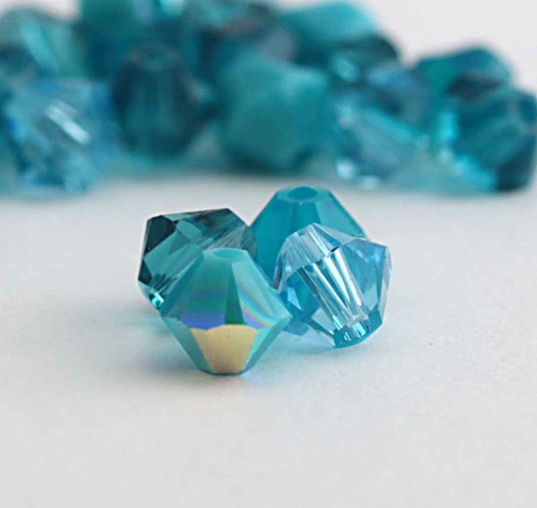 Turquoise Swarovski Crystal Mix - 40, 4mm Bicones