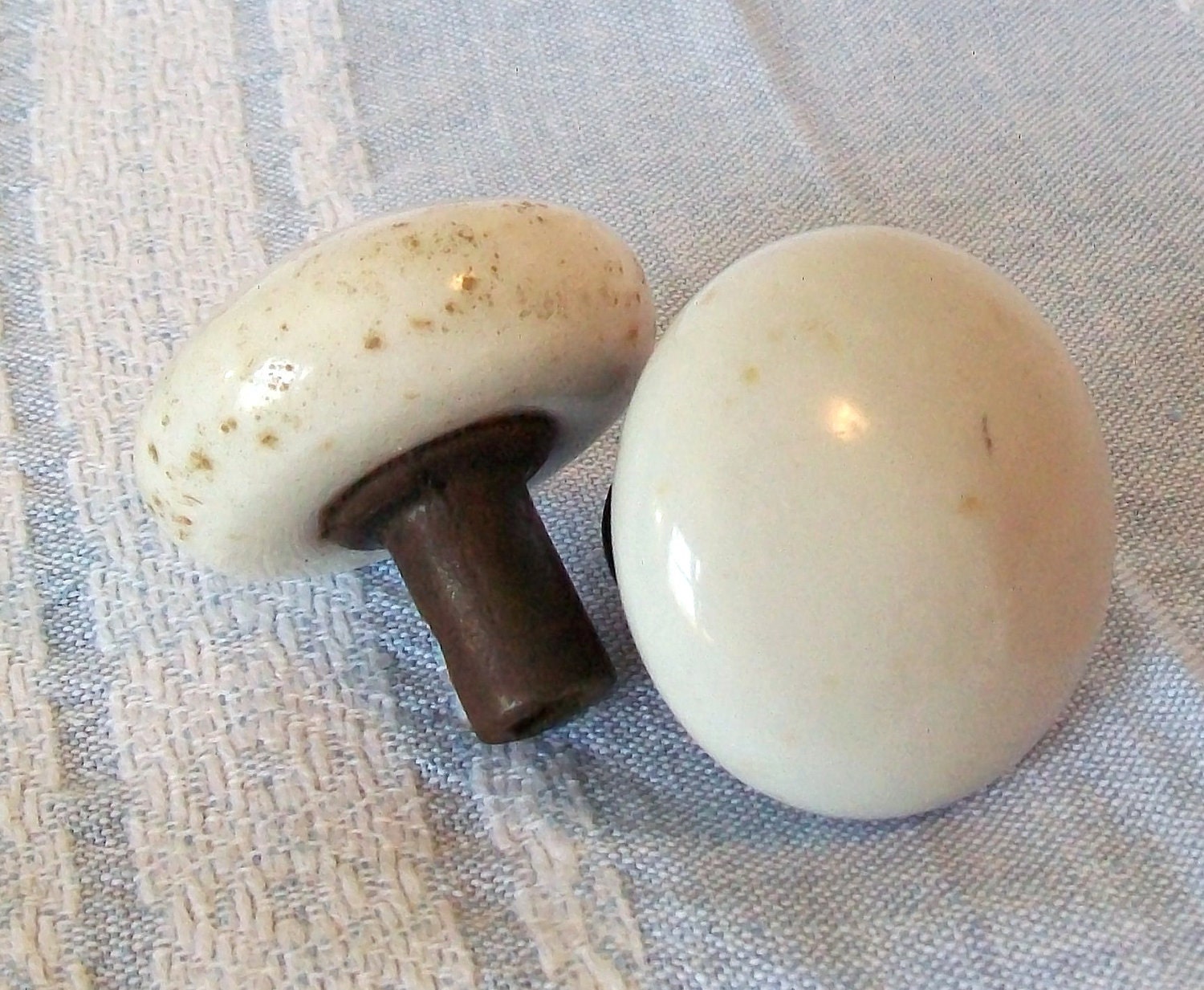 Antique Glass Door Knobs Pair White with Metal Handles Doorknobs Hardware Industrial