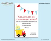 PRINTABLE CUSTOMIZABLE INVITATION -- Dump Truck Collection -- Mirabelle Creations Il_170x135