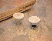 Stone Cabinet Knobs - Two Tumbled Quartzite Rounds