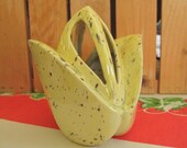 Vintage Ceramic Vase Yellow Speckled 1960