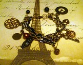 Steampunk multi chain charm bracelet- BR001