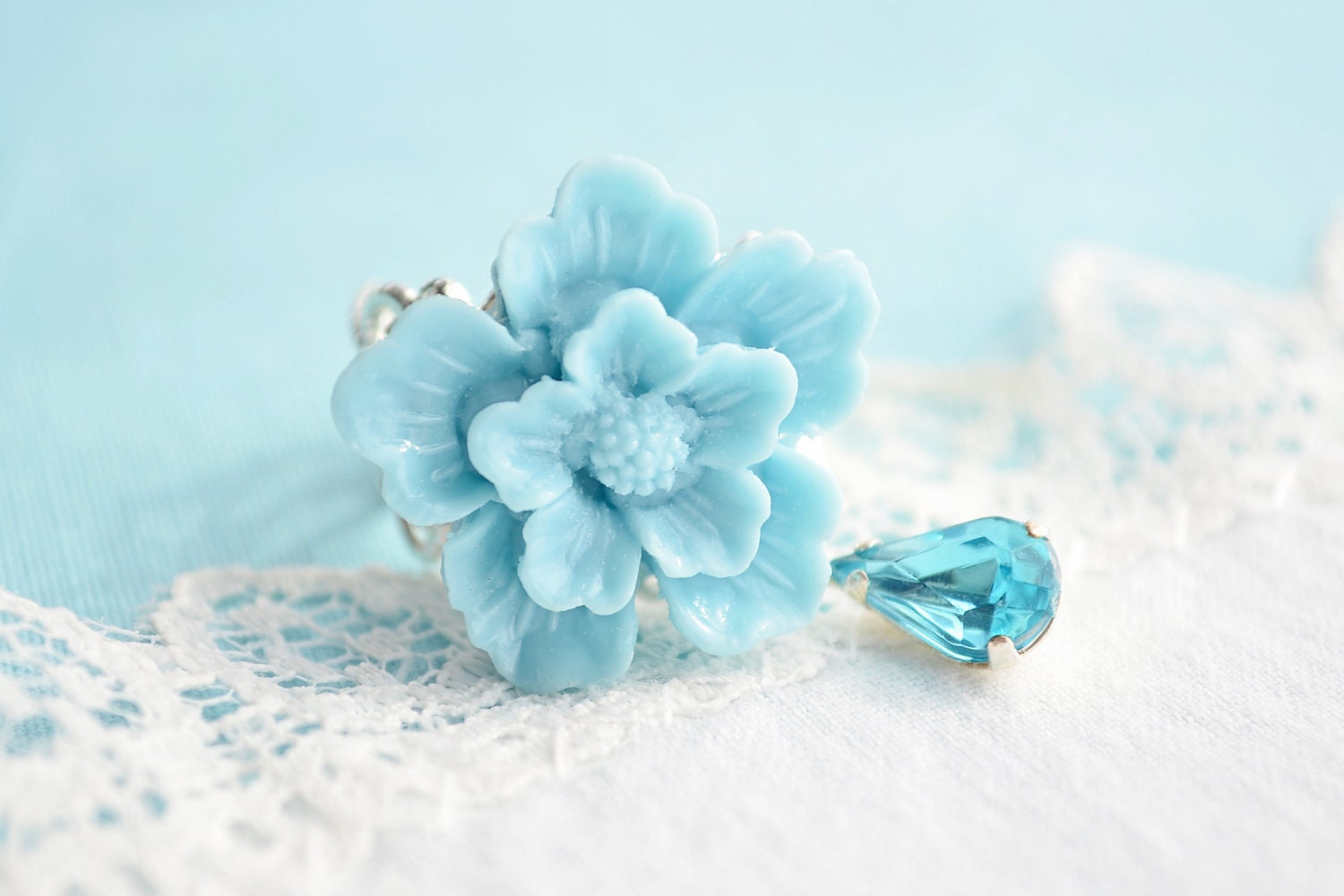 Tiffany Blue Ring - Wedding Jewelry, Flower Ring, Robins Egg Blue, Bridesmaid