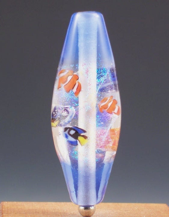 Handmade Lampwork Bead Shinnering Aquarium II Focal