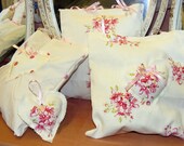 3 Shabby Chic scattered cushion / pillows included with free hanging shabby chic heart